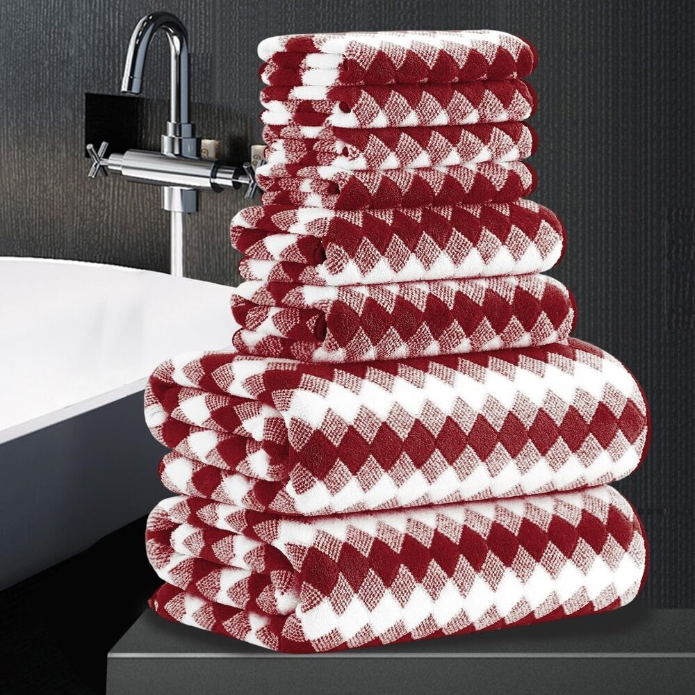 8 Piece Bathroom Towel Set |2 Oversized Bath Towels,2 Hand Towels,4 Washcloths|